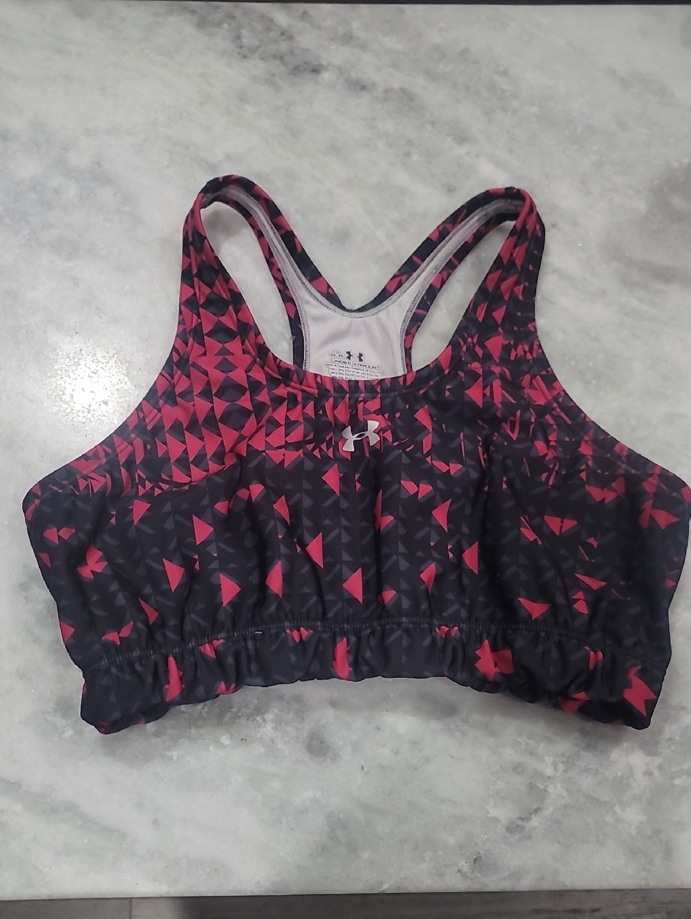 Under Armour Pink and Black Geometric Racerback Sports Bra